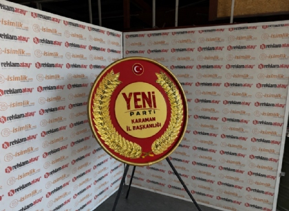 Yeni Parti Kabartma Logolu Metal Çelenk - Resmi Organizasyon Modeli