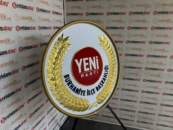 Yeni Parti Lüks Yapraklı Metal Çelenk – 90 cm Tören Modeli