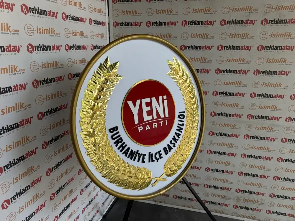 Yeni Parti Lüks Yapraklı Metal Çelenk – 90 cm Tören Modeli
