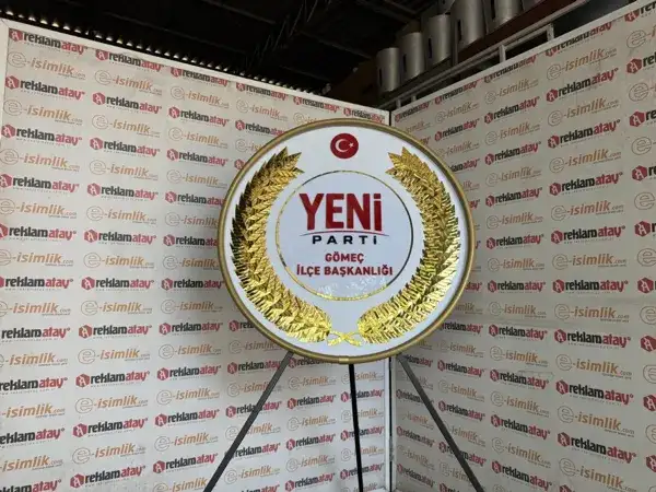 Yeni Parti Çelenk Sunma Modeli – Özel Logolu Metal Çelenk — Fotoğraf 2