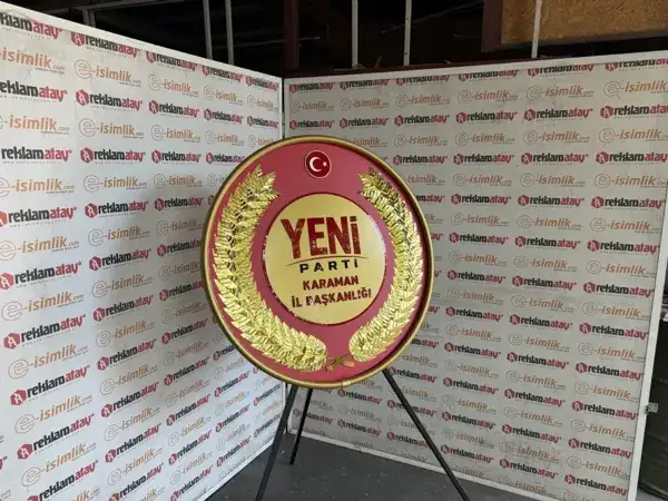 Yeni Parti Kabartma Logolu Metal Çelenk – Resmî Organizasyon Modeli — Fotoğraf 2
